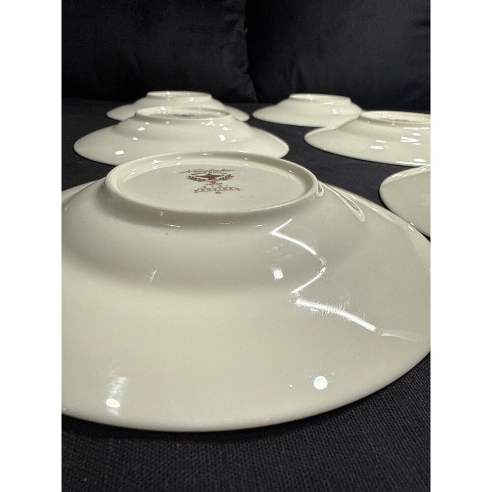 Set Of 6 Noritake Bone China Covina 9791 Saucers With Gold & Green Trim Vintage - Picture 8 of 13